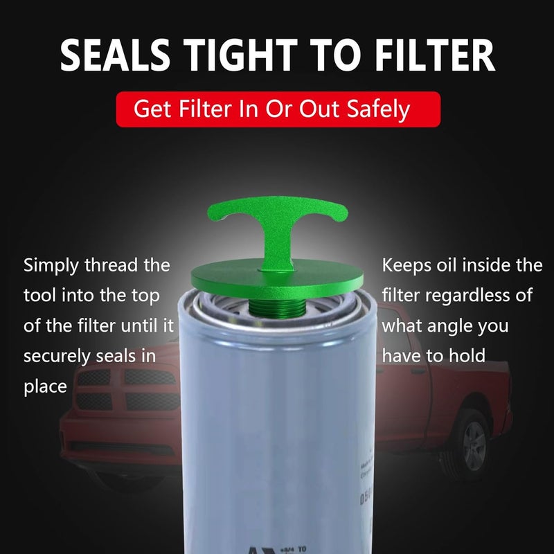 minlen Oil Filter Plug Tool, Aluminum Alloy Oil Filter Cap Off Tool for Dodge Ram 2500, 3500, 4500, 5500 Cummins 05083285aa Mo285 Turbo Diesel 5.7l 6.4l 6.7l (Green) - Image 2